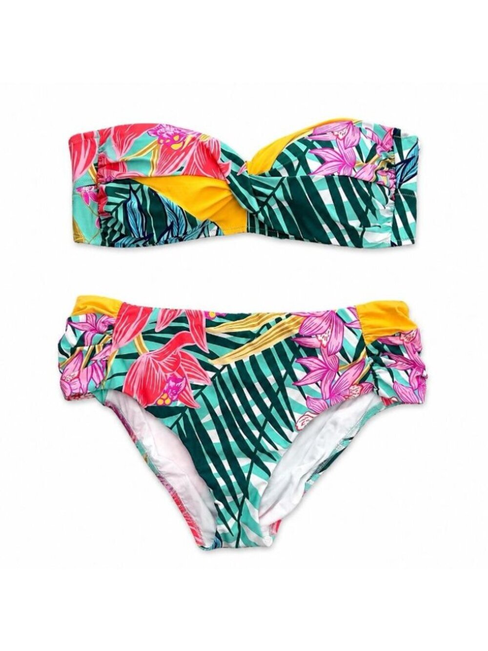 NWT Trina Turk 18W Swimsuit 2 Piece Bikini Bandeau Tropical Floral Beach Resort
